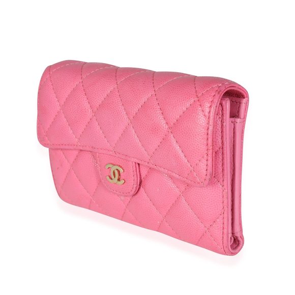 Chanel Pink Quilted Caviar Medium Flap Wallet - Picture 2 of 8